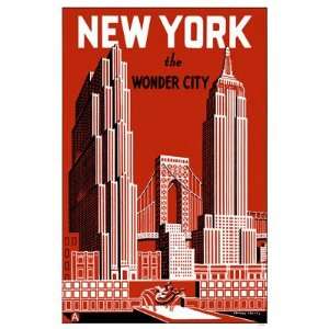   the Wonder City, Brooklyn Bridge and The Empire State Building Poster