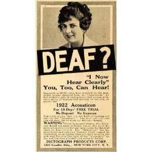   Ad Dictograph Products Deaf Can Hear Free Trial   Original Print Ad
