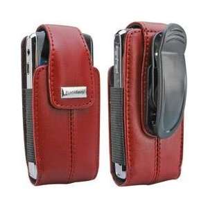  Blackberry Apple Red Leather Vertical Pouch With Belt Clip 