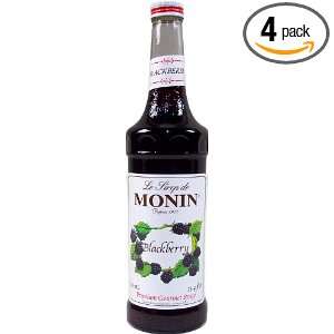 Monin Flavored Syrup, Blackberry, 33.8 Ounce Plastic Bottles (Pack of 