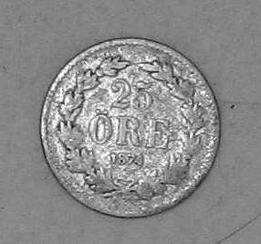 Rare 1874 Sweden 25 Ore Coin 100% Gaurantee Silver Oscar II Swedish 