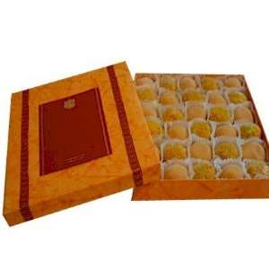 Indian Mithai   Deluxe Ladoo Combo In Saffron Diwali Gift Box  30 pcs.