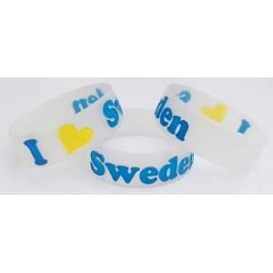  I Love Sweden   Silicone Wristband / Bracelet   Swedish 