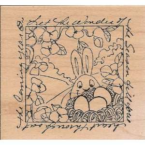 Easter Bunny Let the Wonder of the Season Wood Mounted Rubber Stamp 