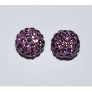  2 12mm Swarovski Rhinestone Pave Ball Beads Light Amethyst 
