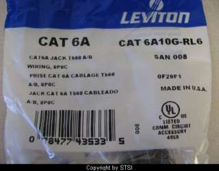 Leviton Cat6a QuickPort 10Gig Jack 6A10G RL6 Blue ~STSI 078477435335 