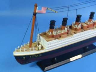 RMS TITANIC Fully Assembled WOODEN MODEL SHIP DISPLAY 6 1/2 Tall x 14 