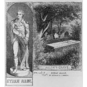 Allens grave,statue,Ethan Allen,1738 1789,American Revolutionary 