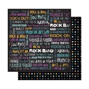 : New   Rock Star Glitter Double Sided Cardstock 12X12   I Love Rock 
