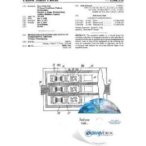 NEW Patent CD for DEVICE FOR FACILITATING THE TESTING OF EXPERIMENTAL 