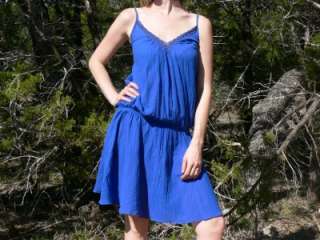 Drop Waist Sun Dress Swimsuit Cover Up Blue Medium  