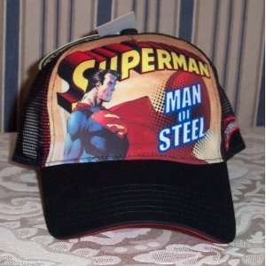  DC SUPERMAN Man of Steel Large Print Mesh Trucker Baseball 