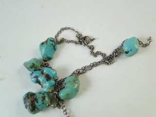   Silver Turquoise Cross Crucifix Chain Stone Southwestern Indian  