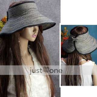 Roll Up Lady Girl Women Beach Sun Summer Brim Visor Hat  