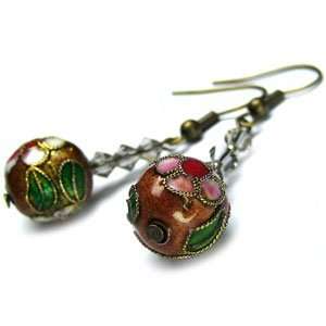  Bronze Cloisonne Earrings (with Swarovski Beads)   1.7 