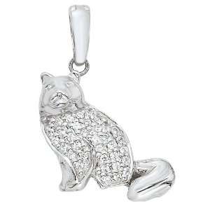  Long Haired Sitting Cat Charm   Sterling: Jewelry