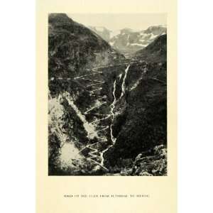1936 Print Zig Zag Cliff Road Flamsdal Myrdal Norway Landscape Natural 