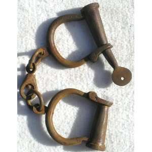  Cast Iron Sing Sing Prison Police Handcuffs With Key 