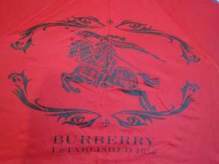 NWT Burberry Knight Logo Cadilly Compact Berry Red Umbrella  