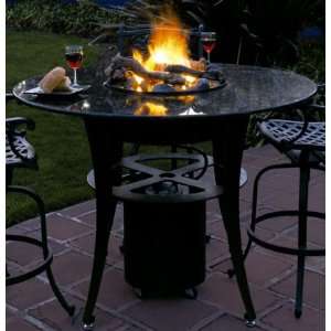   Fire Pit Table Set with Volcanic Stone Coals   Natural: Patio, Lawn