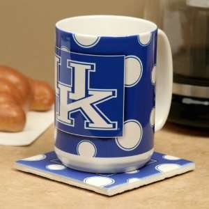  NCAA Kentucky Wildcats White 15oz. Polka Dot Mug & Coaster 