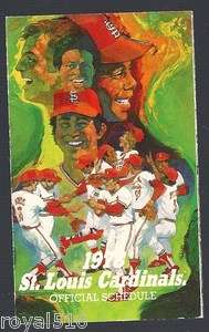 ST.LOUIS CARDINALS 1978 OFFICIAL SCHEDULE BUSCH BEER SPONSOR  