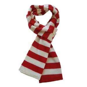  Soft Knit Striped Scarf   Red & White 