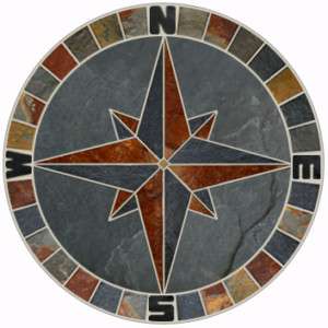 30 SLATE & LIMESTONE Tile Compass MOSAIC MEDALLION  