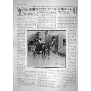   1908 IRELAND HORSE CART STREET SCENE SKETCH LADY PRINT: Home & Kitchen