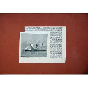   Yacht Deerhound Coast Spain Sailing Ship Old Print: Home & Kitchen