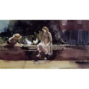  Oil Painting: The Farmyard Wall: Winslow Homer Hand Painted Art 