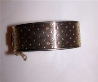 Vintage Cuff Pegasus Coro Etched Bracelet safety chain  