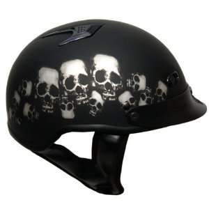  Rodia Vented Shorty Skull Pile Half Helmet Medium 