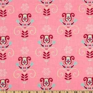   Wide Folk Heart Tulip Pink Fabric By The Yard: Arts, Crafts & Sewing