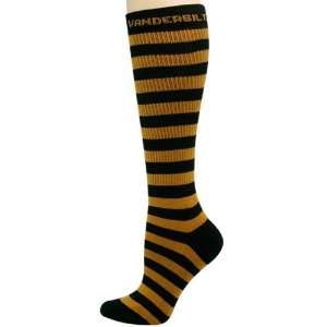   Ladies Black Gold Striped Knee High Socks: Sports & Outdoors