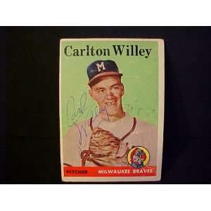 Carlton Willey Milwaukee Braves #407 1958 Topps Autographed Baseball 
