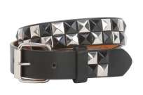   On Punk Rock Black & Silver Star Studded Checkerboard Leather Belt