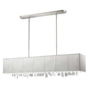 Casia 5 Light Island / Billiard Light in Brushed Nickel with Crystal 