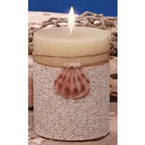 DecoGlow Seaside Villa Collection 3 Inch x 4 Inch Pillar Sand Candle 