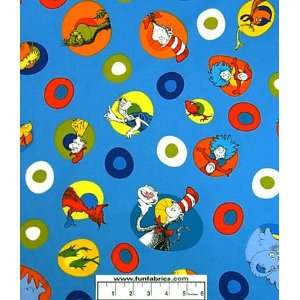  Dr. Seuss Characters on Blue Fabric Arts, Crafts & Sewing
