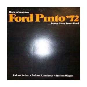    1972 FORD PINTO Sales Brochure Literature Book Piece: Automotive