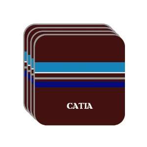 Personal Name Gift   CATIA Set of 4 Mini Mousepad Coasters (blue 