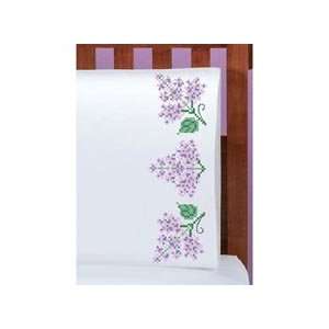  Lilacs Pillowcase Pair Stamped Cross Stitch Kit: Arts 