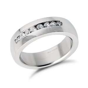    Ladies and Mens CZ Stainless Steel Wedding Band Ring, 10: Jewelry