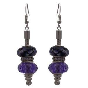    Eclectica Purple Daisy Pandora Style Hook Earrings Jewelry
