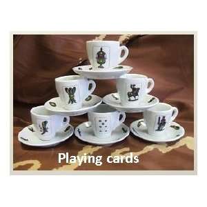 Espresso Cups & Saucers Playing Cards Design 6 Set  