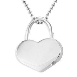  Stainless Steel Heart Shaped Spring Lock Necklace Jewelry