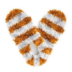  Fuzzy Footies Kids Orange & White Striped Slippers 