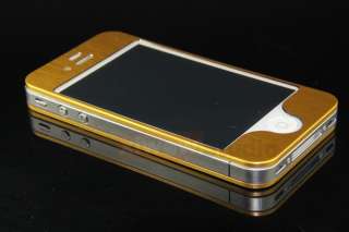   Slim GOLD Brushed Aluminium Skin Case Cover Fr iphone 4 4S Front /Back