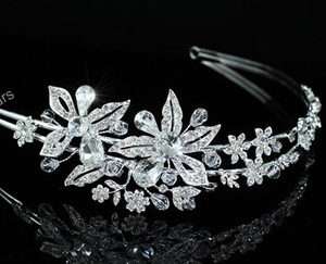 Bridal Flower Quality Sparkling Tiara use Swarovski Crystal T1451 